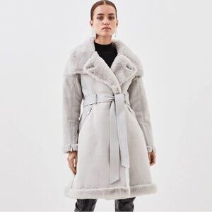 Karen Millen long line shearling coat